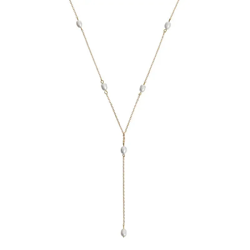 Lariat Necklace Pearls