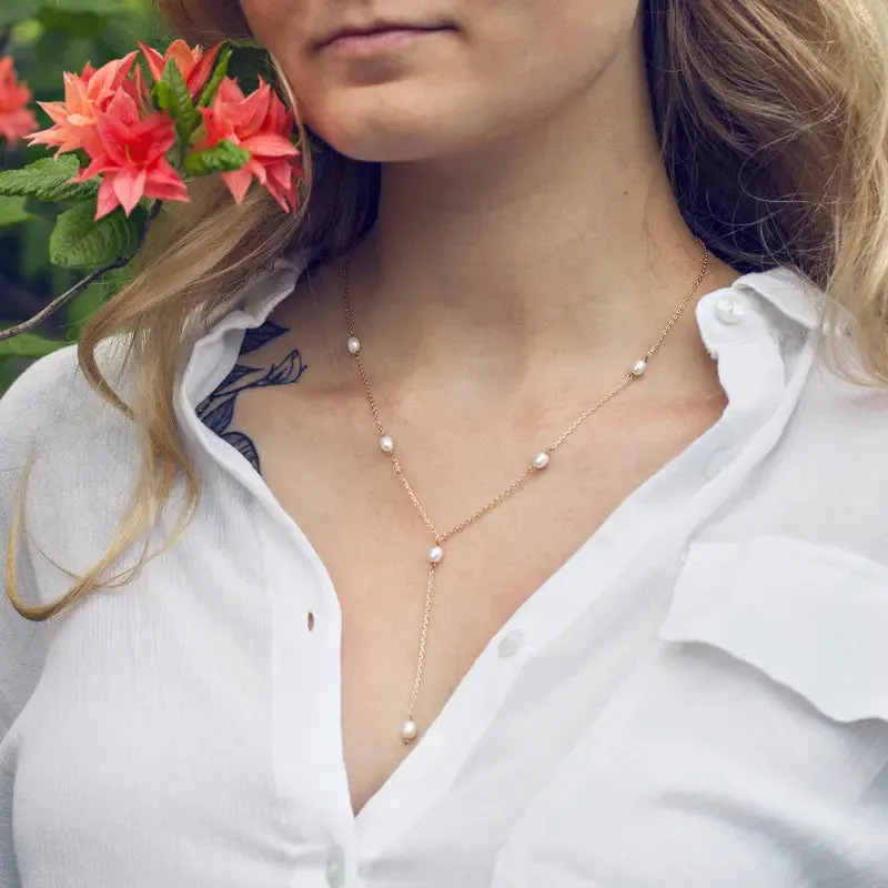 Lariat Necklace Pearls