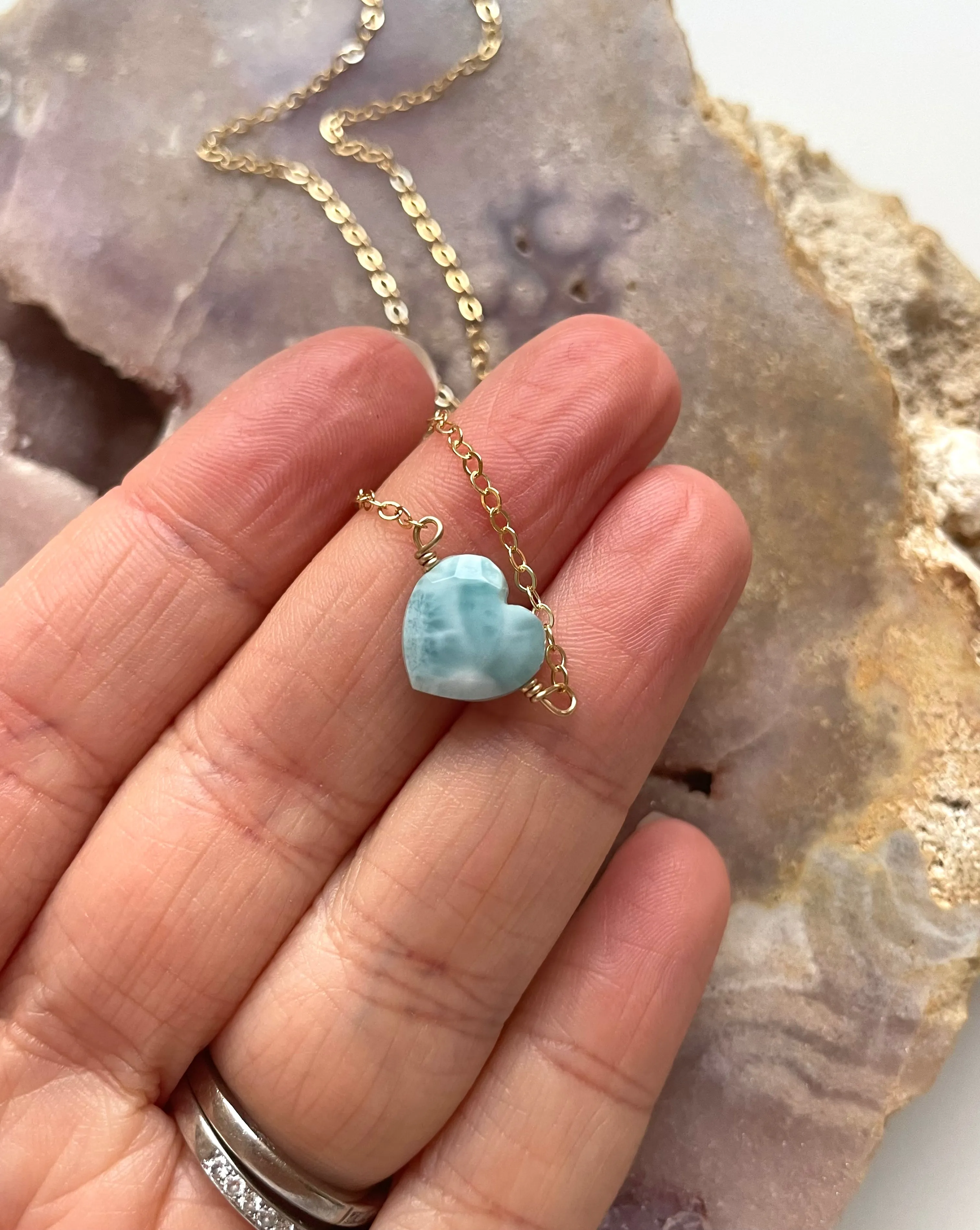 Larimar Heart Pendant Necklace