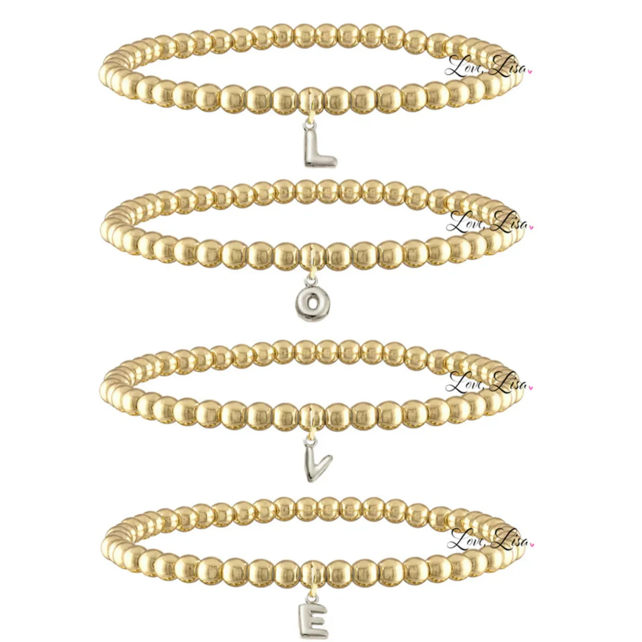 Lila Bubble Letter Initial Bracelet