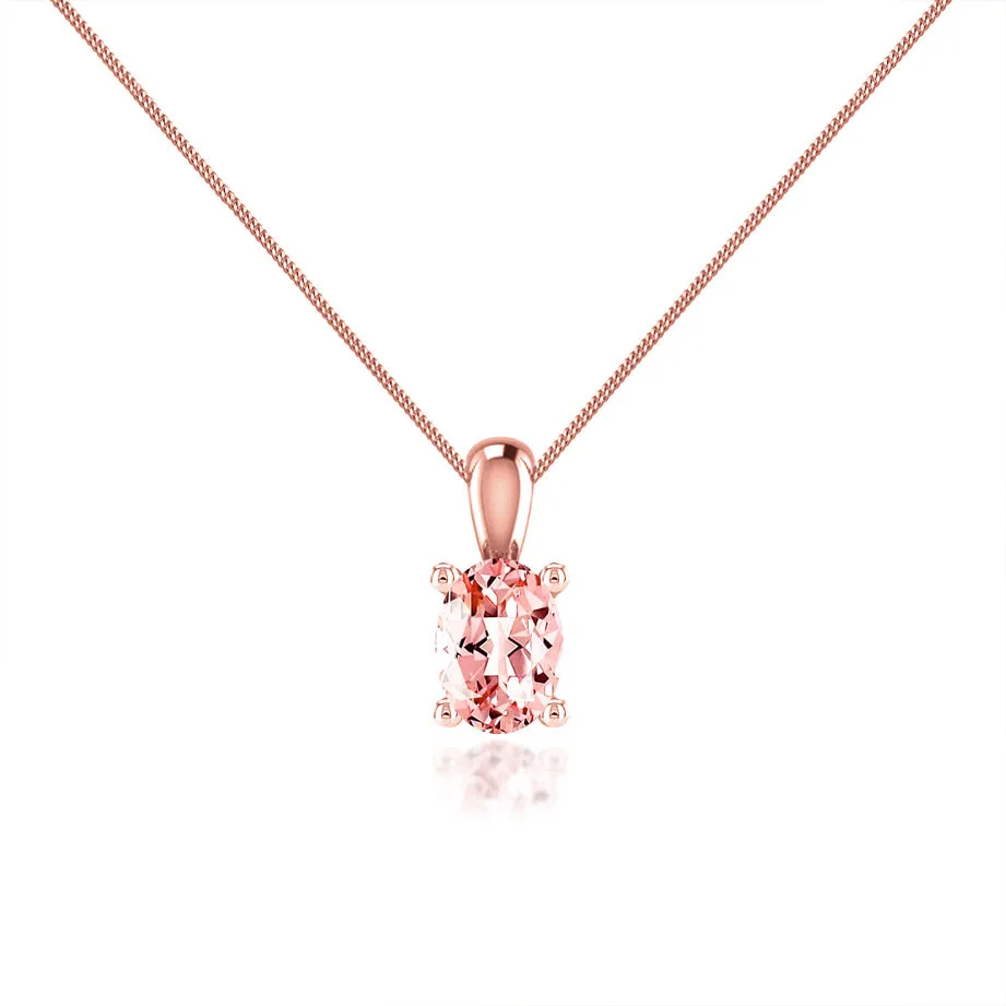 LILA - Oval Champagne Sapphire 4 Claw Drop Pendant 18k Rose Gold