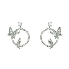 Lisa CZ Butterfly Silver Dangle Earrings