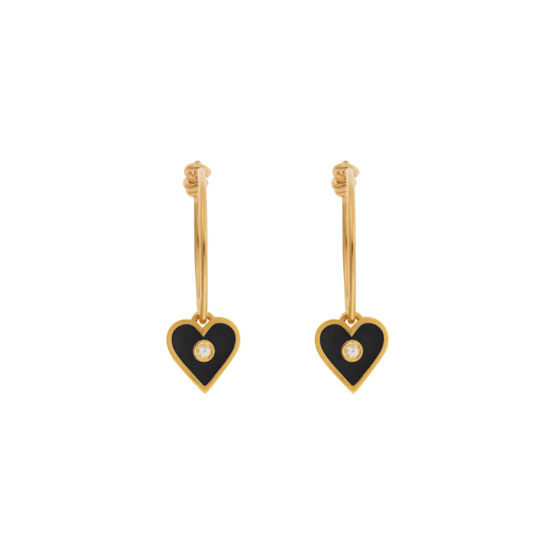 Little Love Black Enamel Hoops