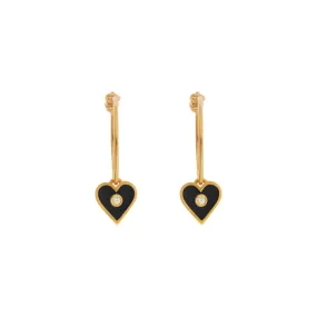 Little Love Black Enamel Hoops