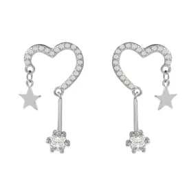 Love Star with Zircon Silver Drop Earrings for Women