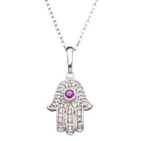 Lucky Gold Hamsa Hand Necklace with Diamonds
