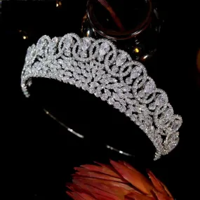 Luxury Baroque Sparkling Crystal Zircon Pageant Bridal Crown  Hair Accessory