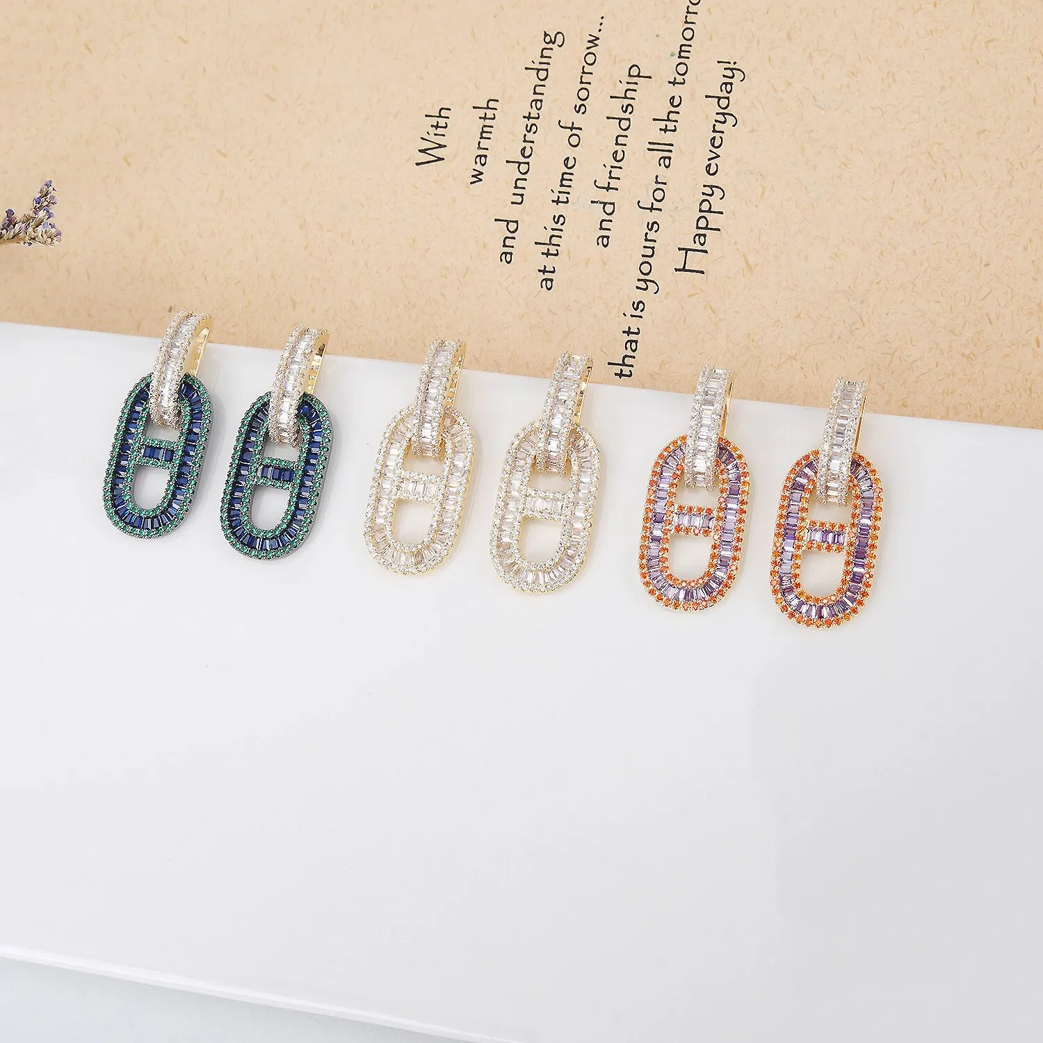 Luxury Cubic Zircon CZ Crystals Earrings Birthday Party Wedding Gift Fine New Jewelry CE11573