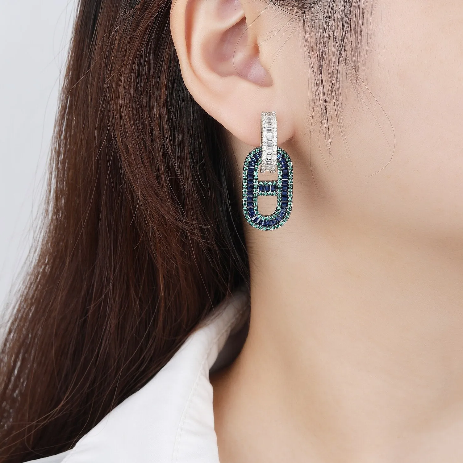 Luxury Cubic Zircon CZ Crystals Earrings Birthday Party Wedding Gift Fine New Jewelry CE11573