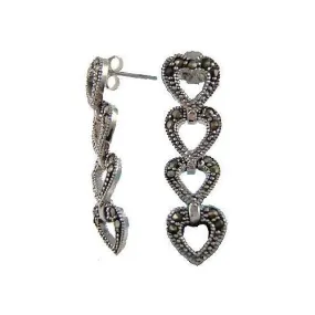 Marcasite Gemstone Heart Earrings