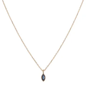 Marquise Blue Sapphire Wisp Necklace (ready to ship option)*