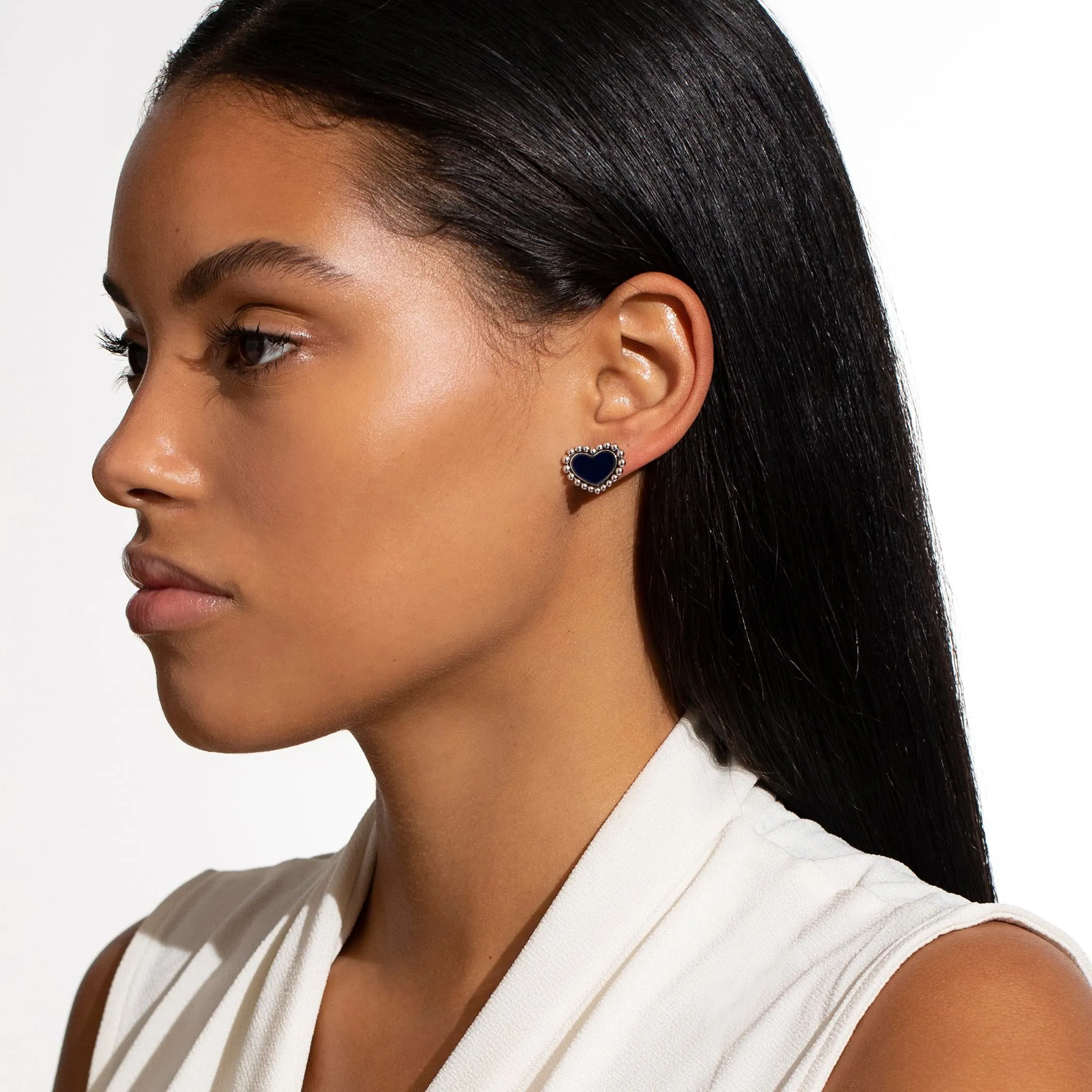 Maya Onyx Heart Stud Earrings