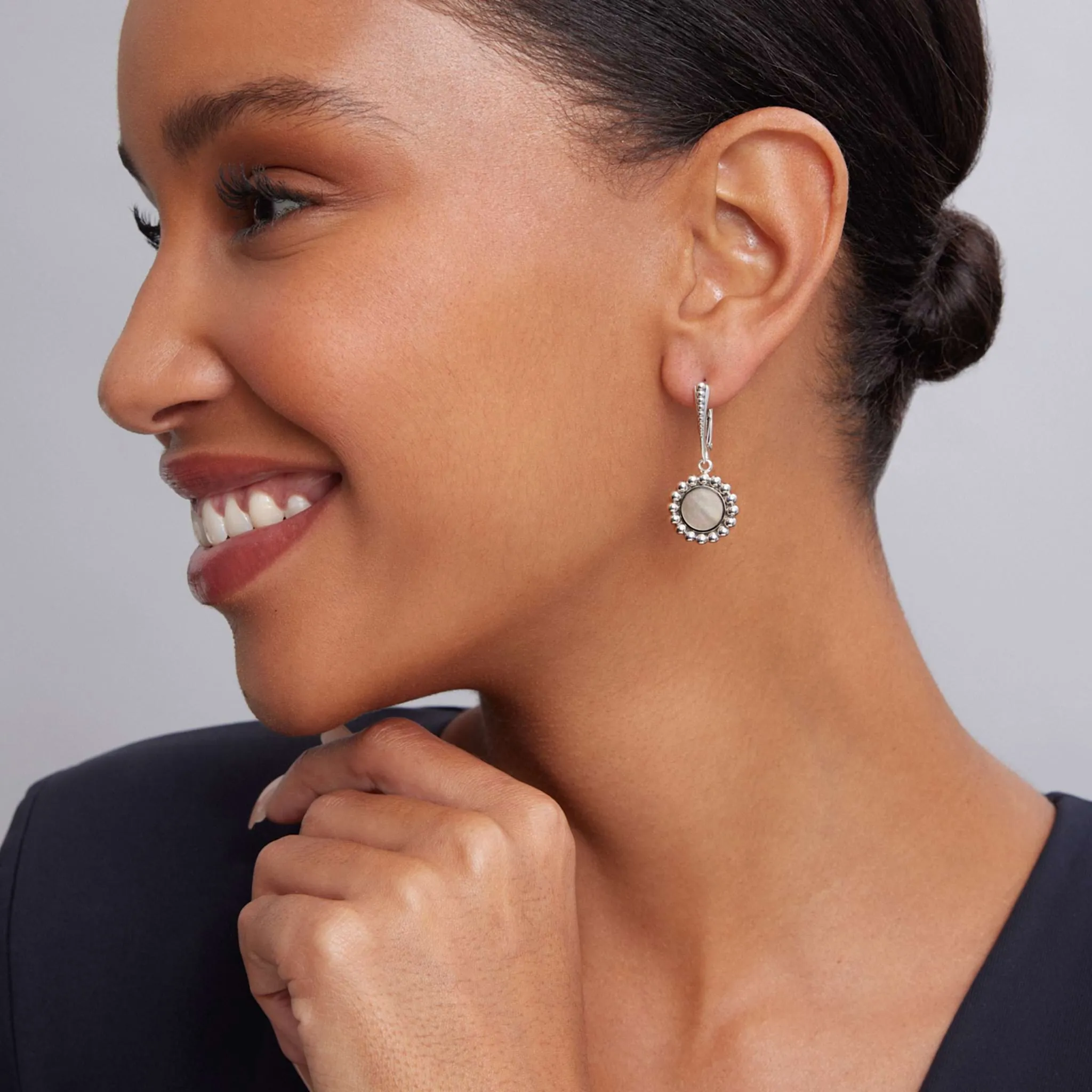Maya Small Mother of Pearl Circle Drop Earrings
