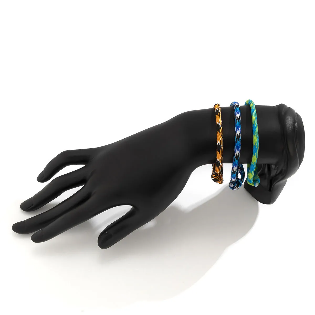 Men's Color Striped Nylon Rope Bracelet Set  Street Trend