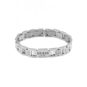 Mens Steel 12mm Flat Chain Crystal Detail Bracelet UMB01342ST
