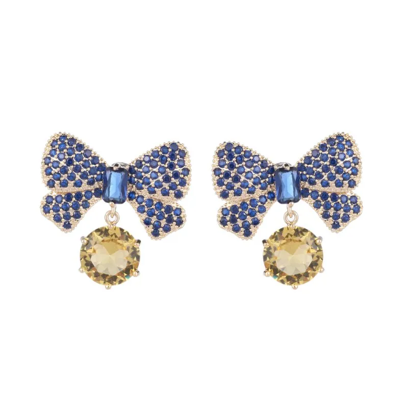 Micro-inlaid zirconium Korean retro fashion temperament earrings simple S925 silver needle zircon bow earrings female HR01619