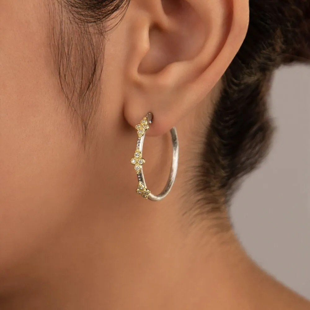 Mixed Metal Medium Moroccan Quad Hoop Earrings With Gold Accents