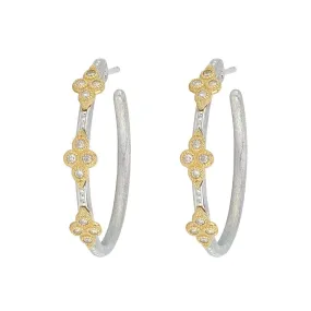 Mixed Metal Medium Moroccan Quad Hoop Earrings With Gold Accents