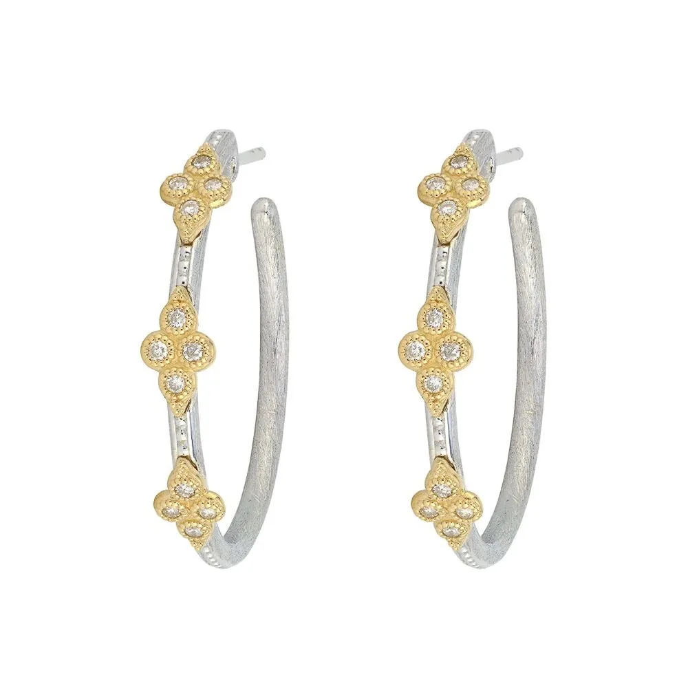 Mixed Metal Medium Moroccan Quad Hoop Earrings With Gold Accents