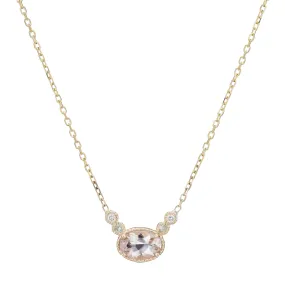 Morganite Green Sapphire Dew Necklace (ready to ship option)*