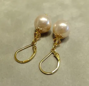 Mother of pearl blush drop earrings
