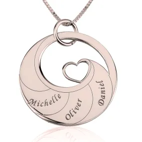 Mother's Heart Necklace with Engraved Names - Rose Gold Plated