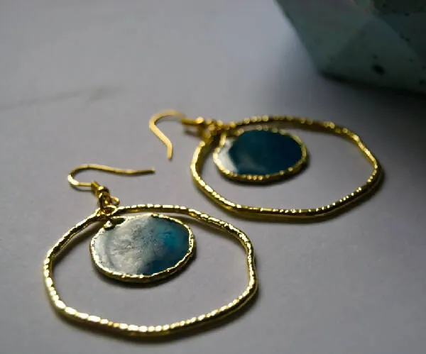 Mulberry Handmade Earrings Teal Round Shape
