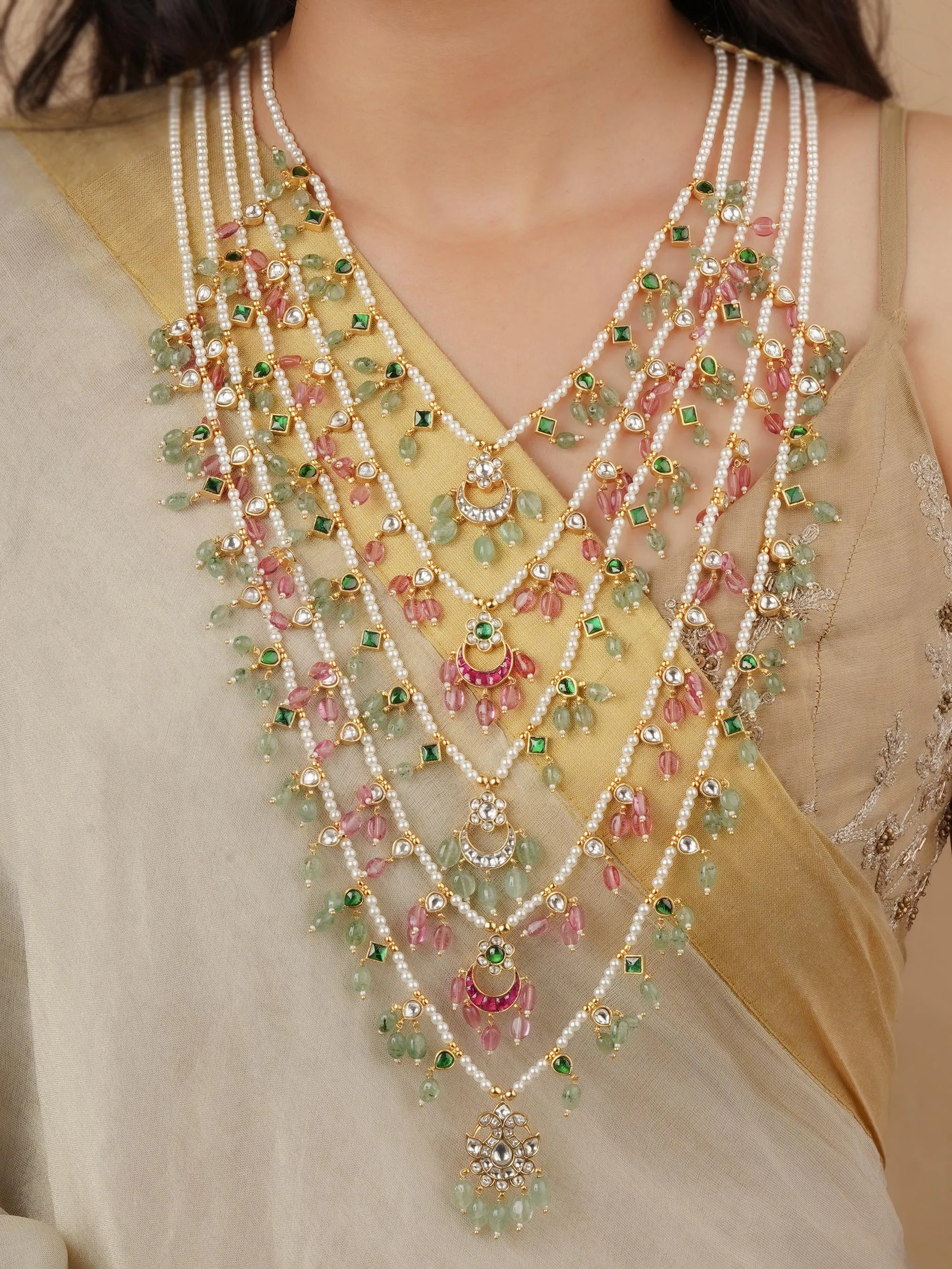 Multicolor Gold Plated Mishr Necklace Set - MR-S730M