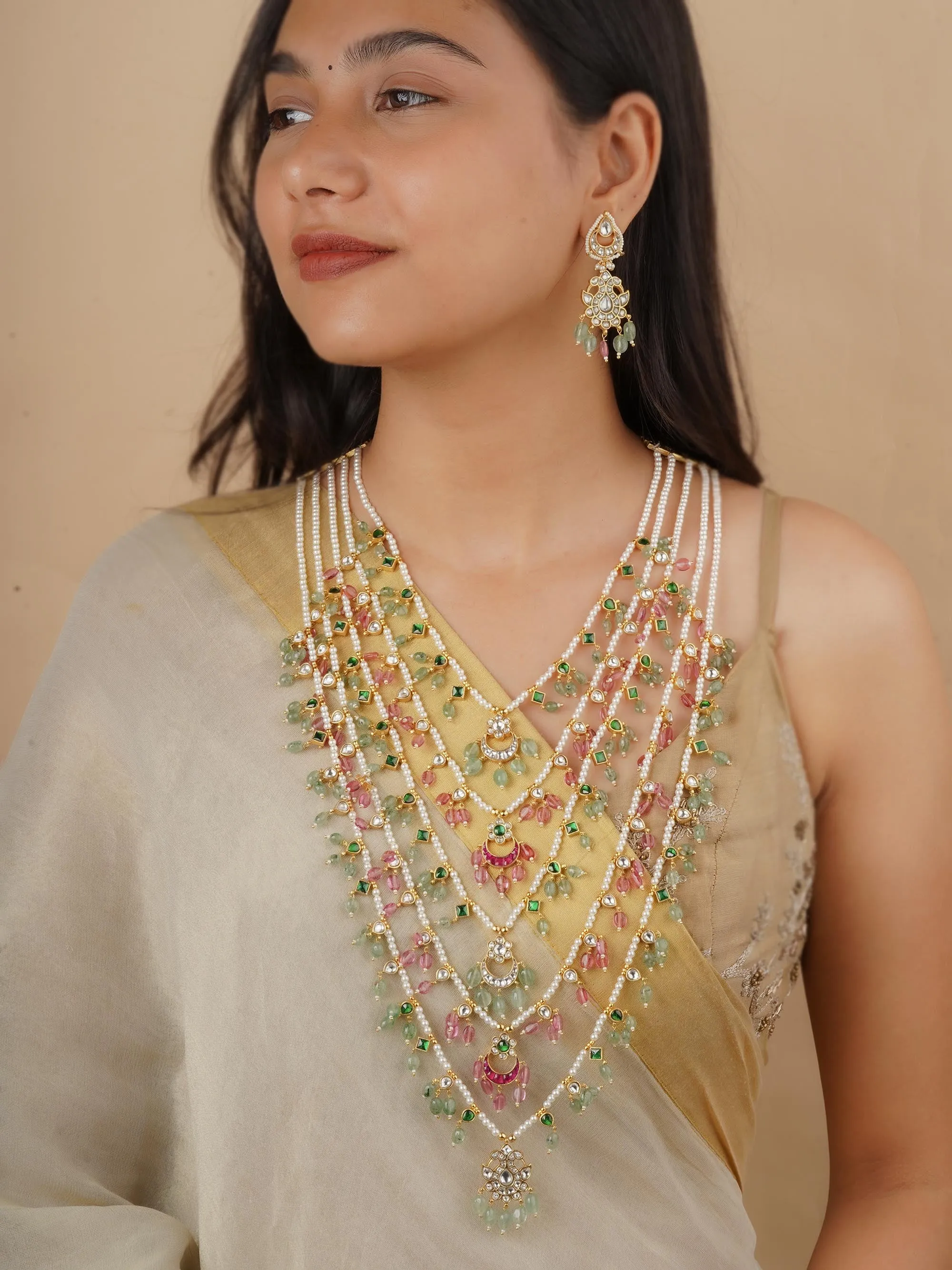 Multicolor Gold Plated Mishr Necklace Set - MR-S730M