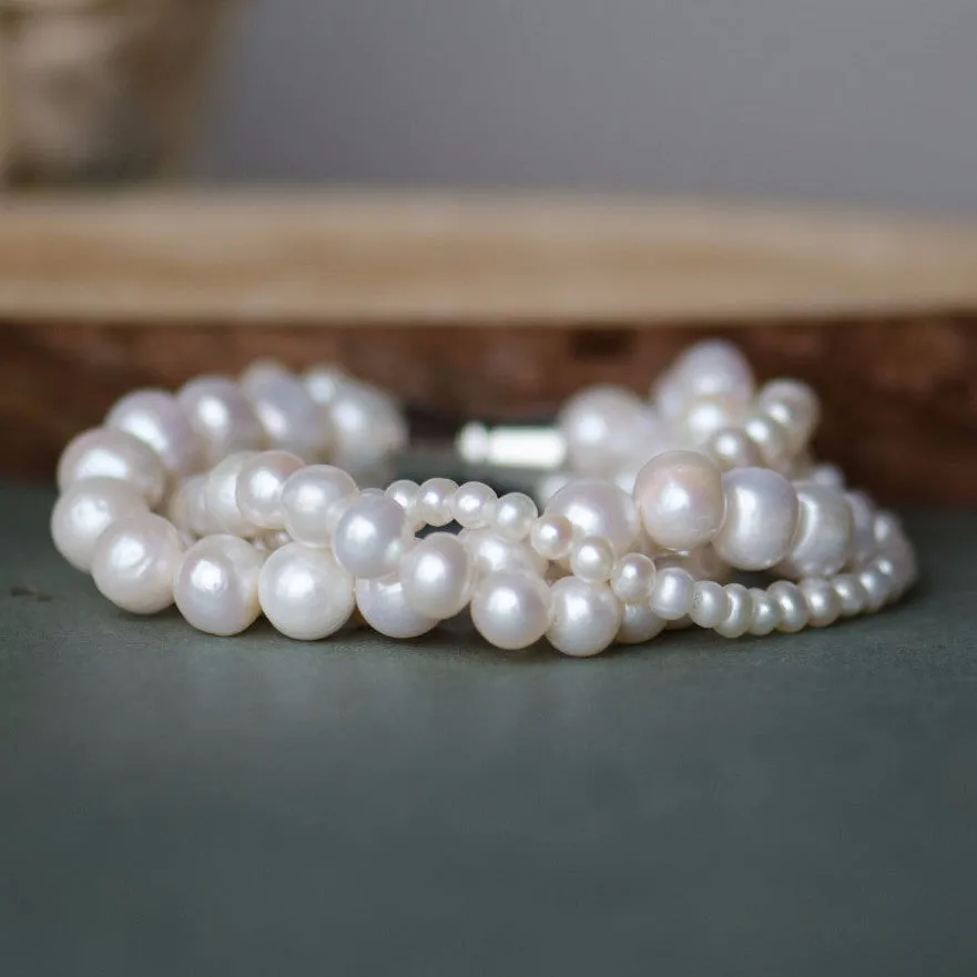 Multiple Rows Freshwater Pearls Wedding Bracelet, Bridal Jewellery, Bridal, Bridesmaids