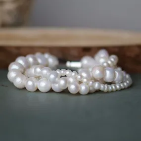 Multiple Rows Freshwater Pearls Wedding Bracelet, Bridal Jewellery, Bridal, Bridesmaids