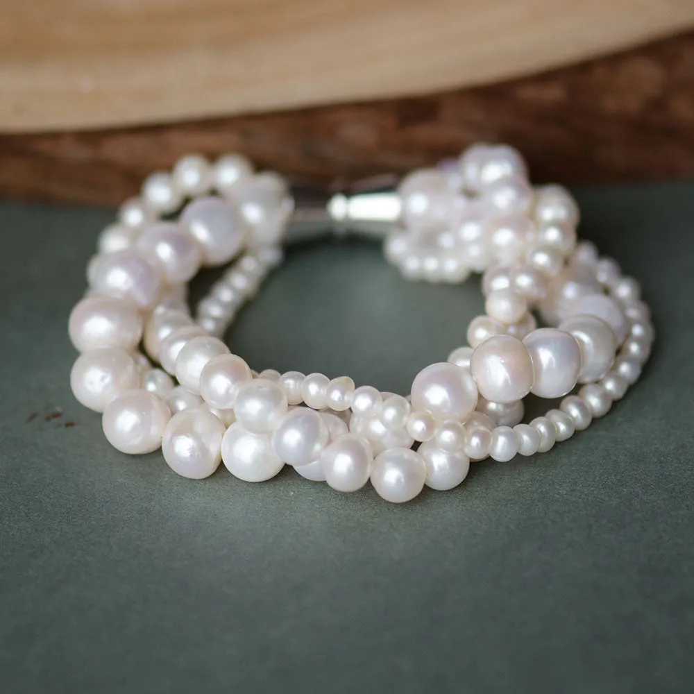 Multiple Rows Freshwater Pearls Wedding Bracelet, Bridal Jewellery, Bridal, Bridesmaids