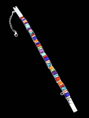 Native American Multistone Cobblestone Inlay Link Bracelet