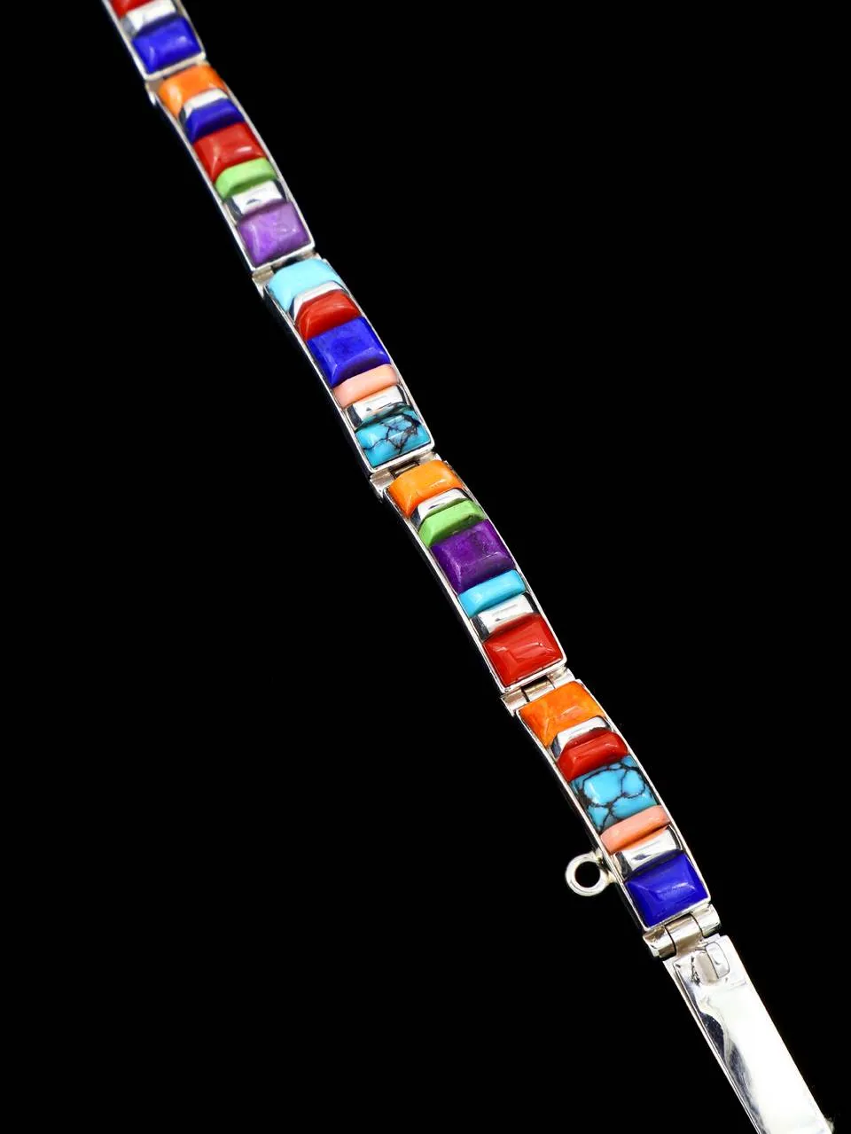 Native American Multistone Cobblestone Inlay Link Bracelet