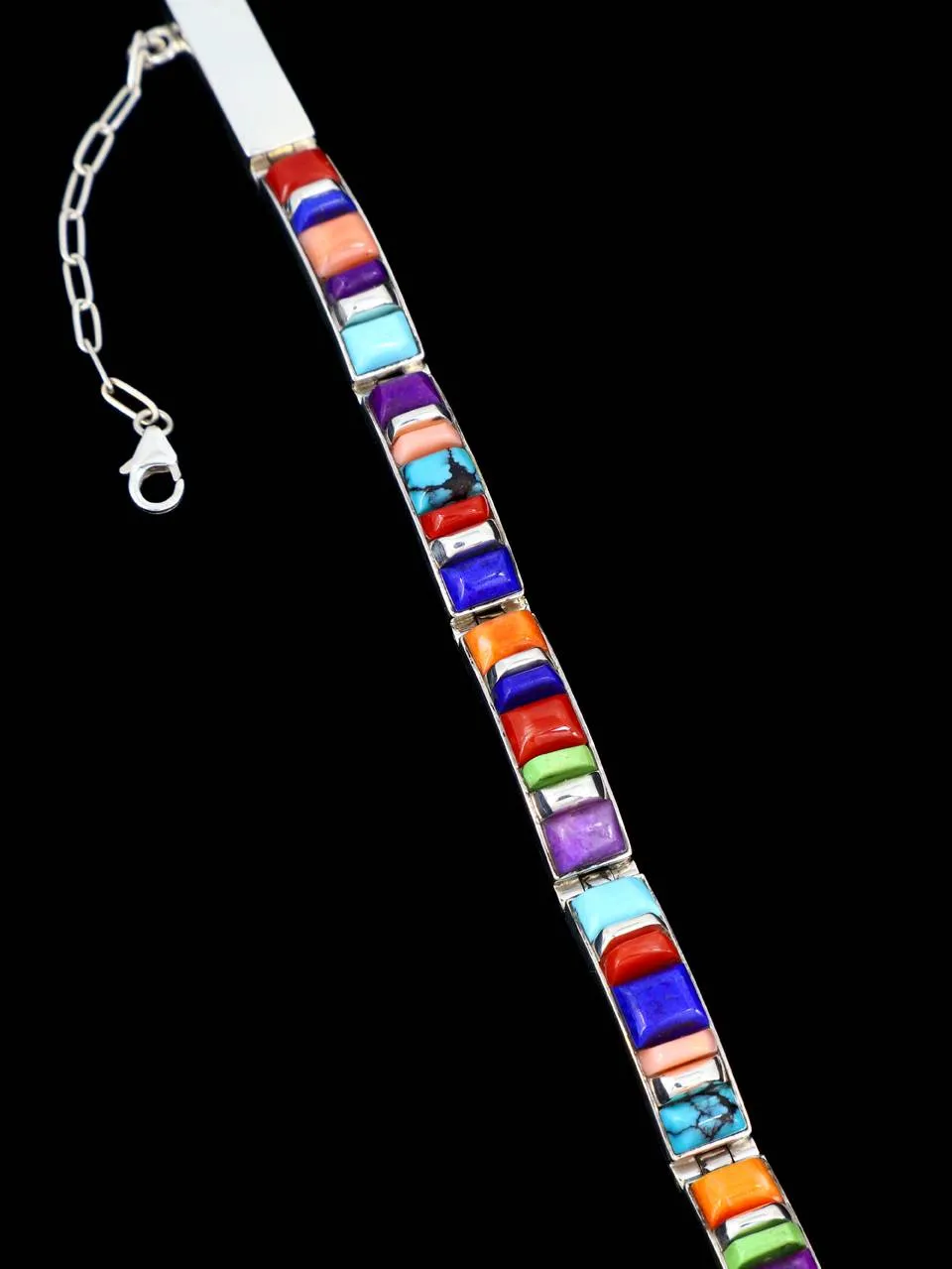 Native American Multistone Cobblestone Inlay Link Bracelet