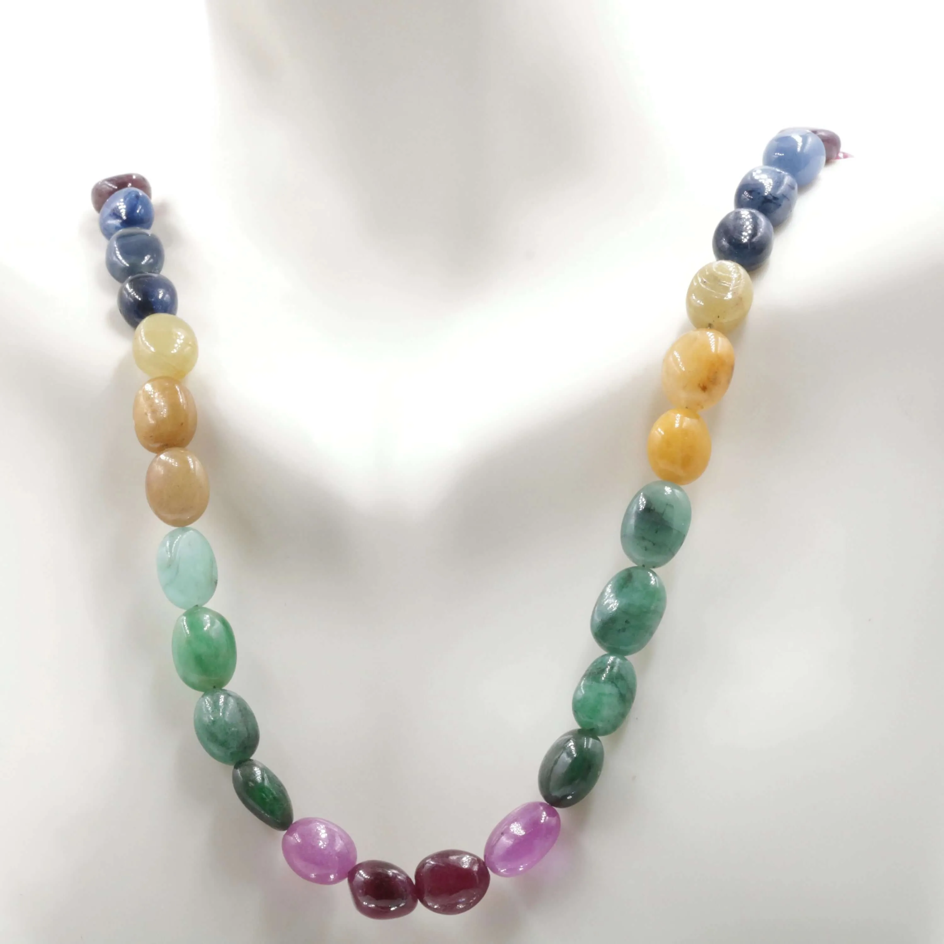 Natural Multi Gemstone Strand Genuine Emerald Beads Orange Sapphire Beaded Strand Blue Sapphire Beaded Strand SKU 6142700 6142702