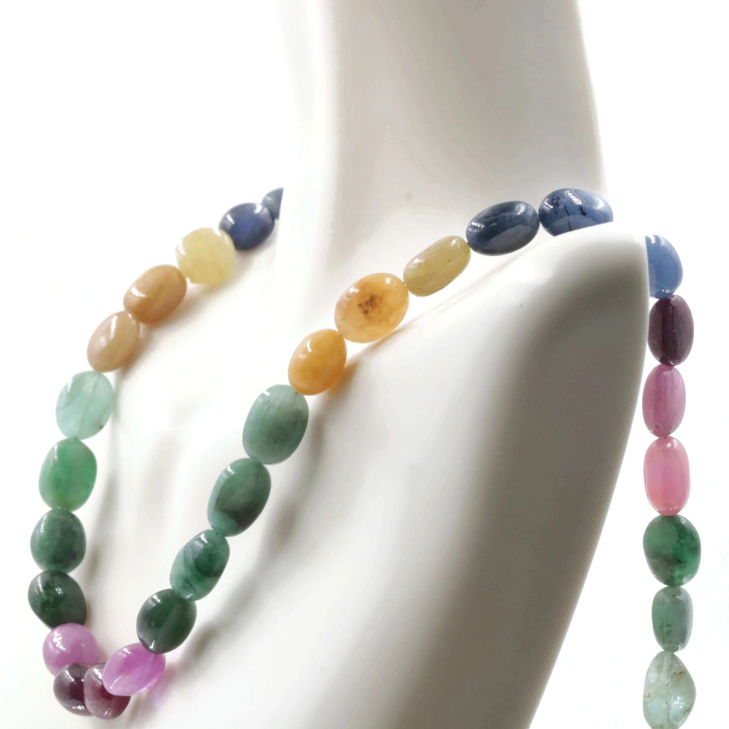 Natural Multi Gemstone Strand Genuine Emerald Beads Orange Sapphire Beaded Strand Blue Sapphire Beaded Strand SKU 6142700 6142702
