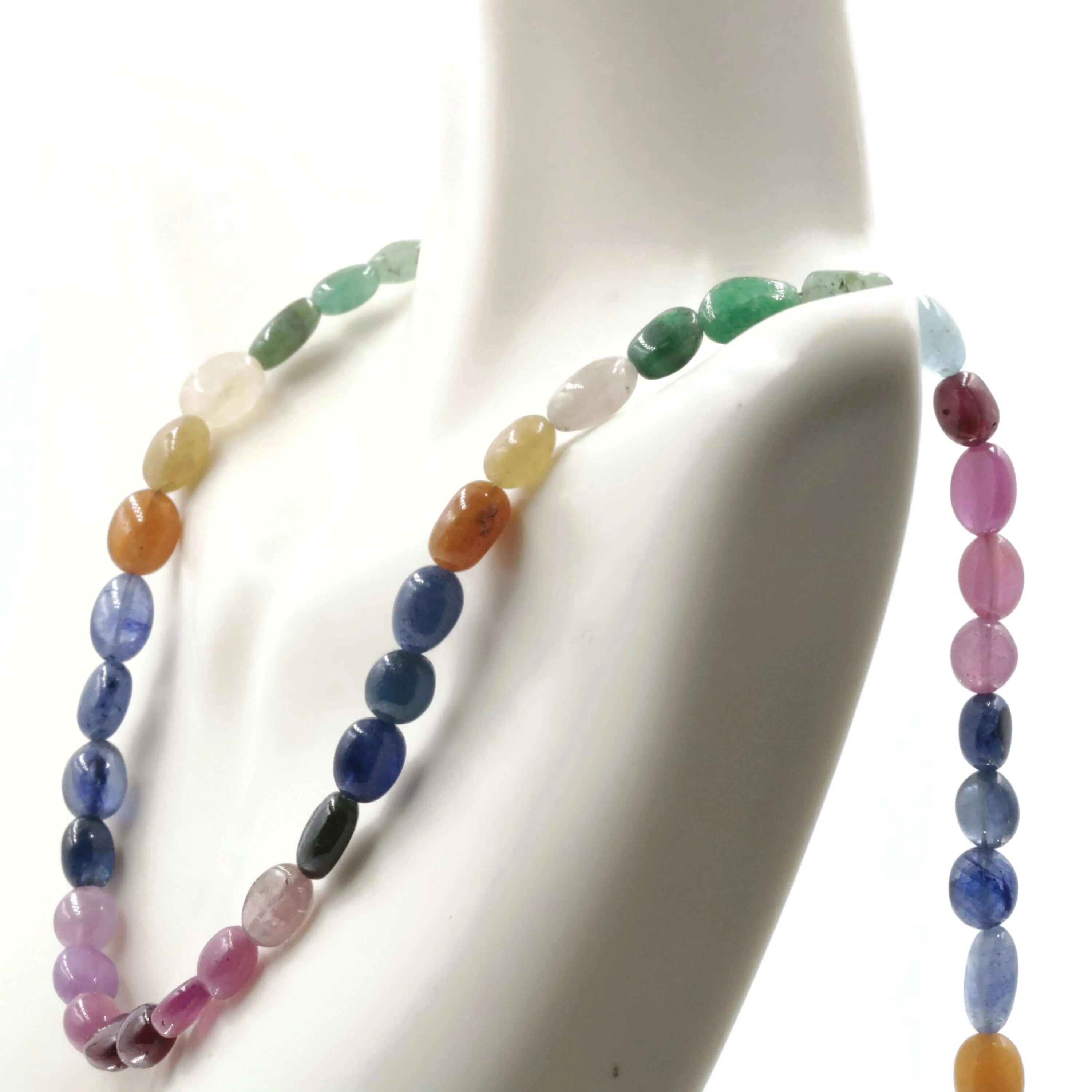 Natural Multi Gemstone Strand Genuine Emerald Beads Orange Sapphire Beaded Strand Blue Sapphire Beaded Strand SKU 6142700 6142702