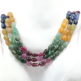 Natural Multi Gemstone Strand Genuine Emerald Beads Orange Sapphire Beaded Strand Blue Sapphire Beaded Strand SKU 6142700 6142702