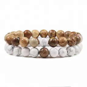 Natural Volcanic Stone White Pine Red Pine Tiger Eye Beaded Set