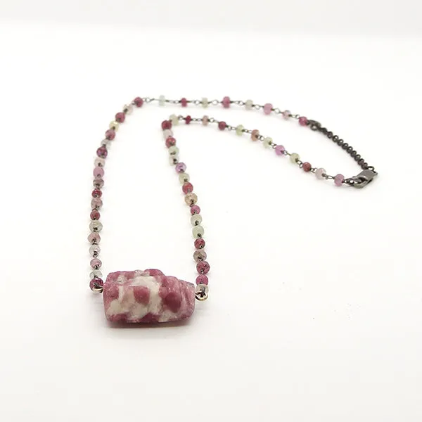 Necklace with Tourmaline in Quartz on Sapphire Chain