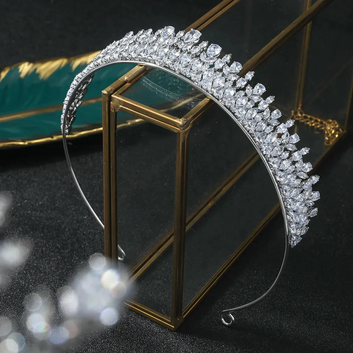 New Bride Zircon Crown Headwear Wedding Hair Accessories tiara Headband BH6044