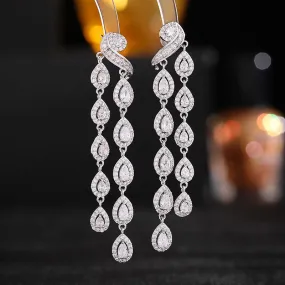 New Cubic Zircon S925 Silver Needle Long Light Luxury Banquet Dress Earrings Micro-set Zircon Waterdrop Earrings LYG005