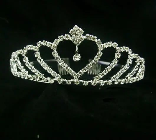 New design Romatic crown tiara elegant peach heart rhinestone crystal hair jewelry luxury bride wedding party