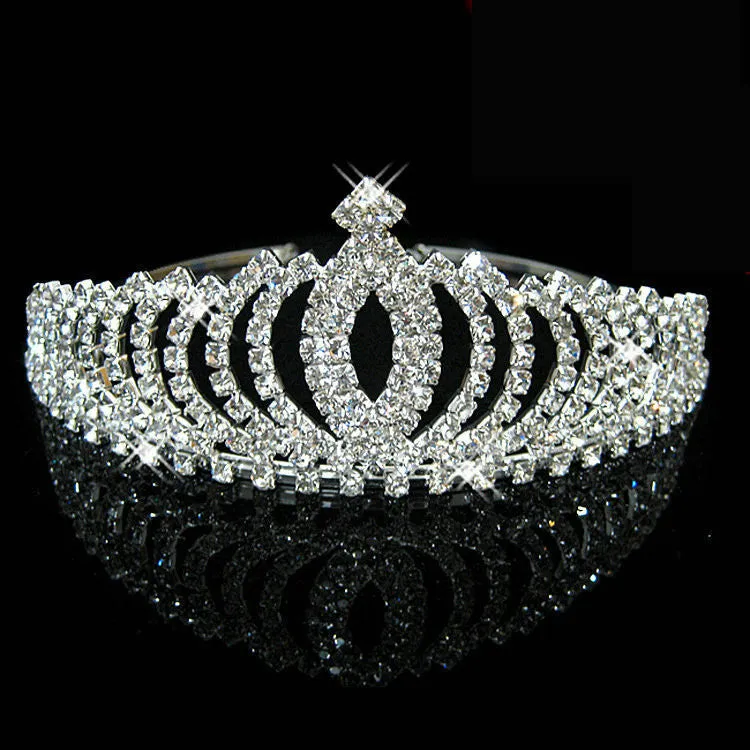 New design Romatic crown tiara elegant peach heart rhinestone crystal hair jewelry luxury bride wedding party