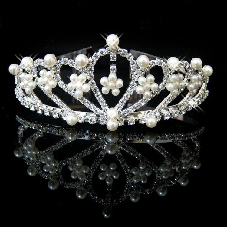 New design Romatic crown tiara elegant peach heart rhinestone crystal hair jewelry luxury bride wedding party