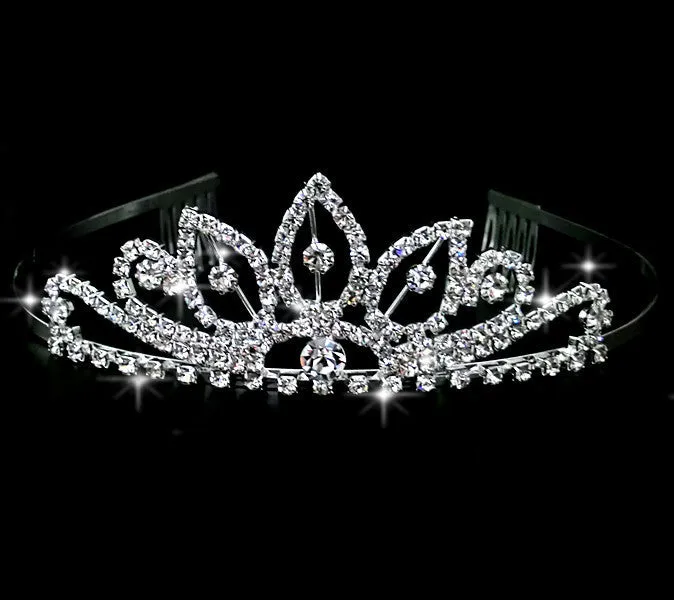 New design Romatic crown tiara elegant peach heart rhinestone crystal hair jewelry luxury bride wedding party