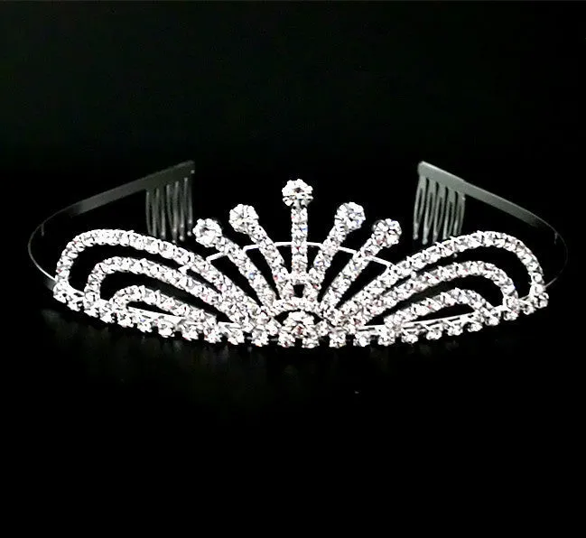 New design Romatic crown tiara elegant peach heart rhinestone crystal hair jewelry luxury bride wedding party