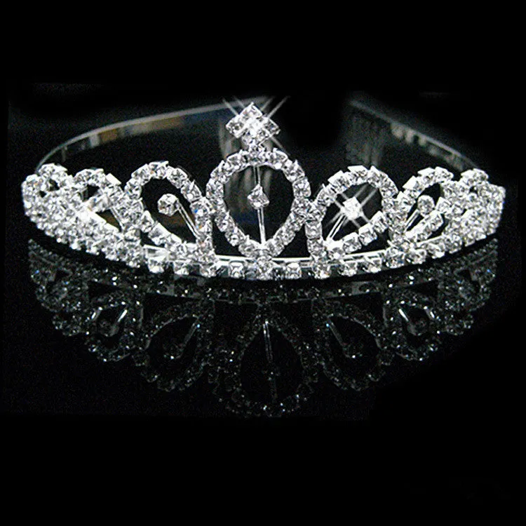 New design Romatic crown tiara elegant peach heart rhinestone crystal hair jewelry luxury bride wedding party