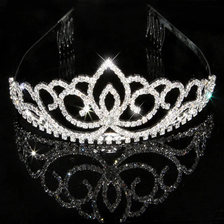 New design Romatic crown tiara elegant peach heart rhinestone crystal hair jewelry luxury bride wedding party